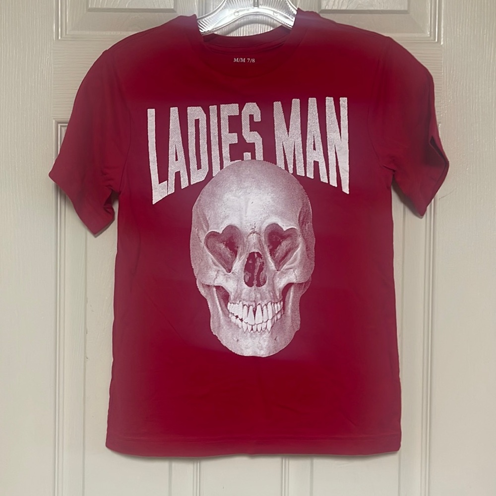 Place Est. 1989 red and white tshirt. “Ladies Man”. Great condition. Size medium